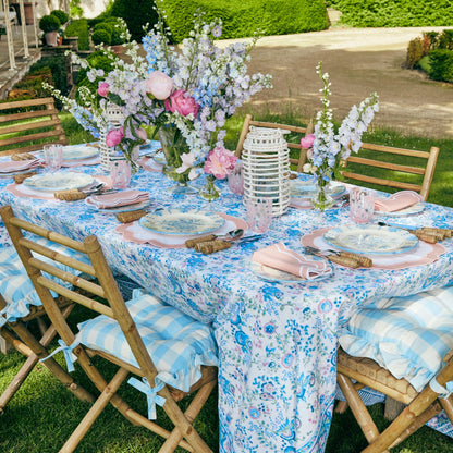 Blue Gingham Ruffle Seat Pad Cushion