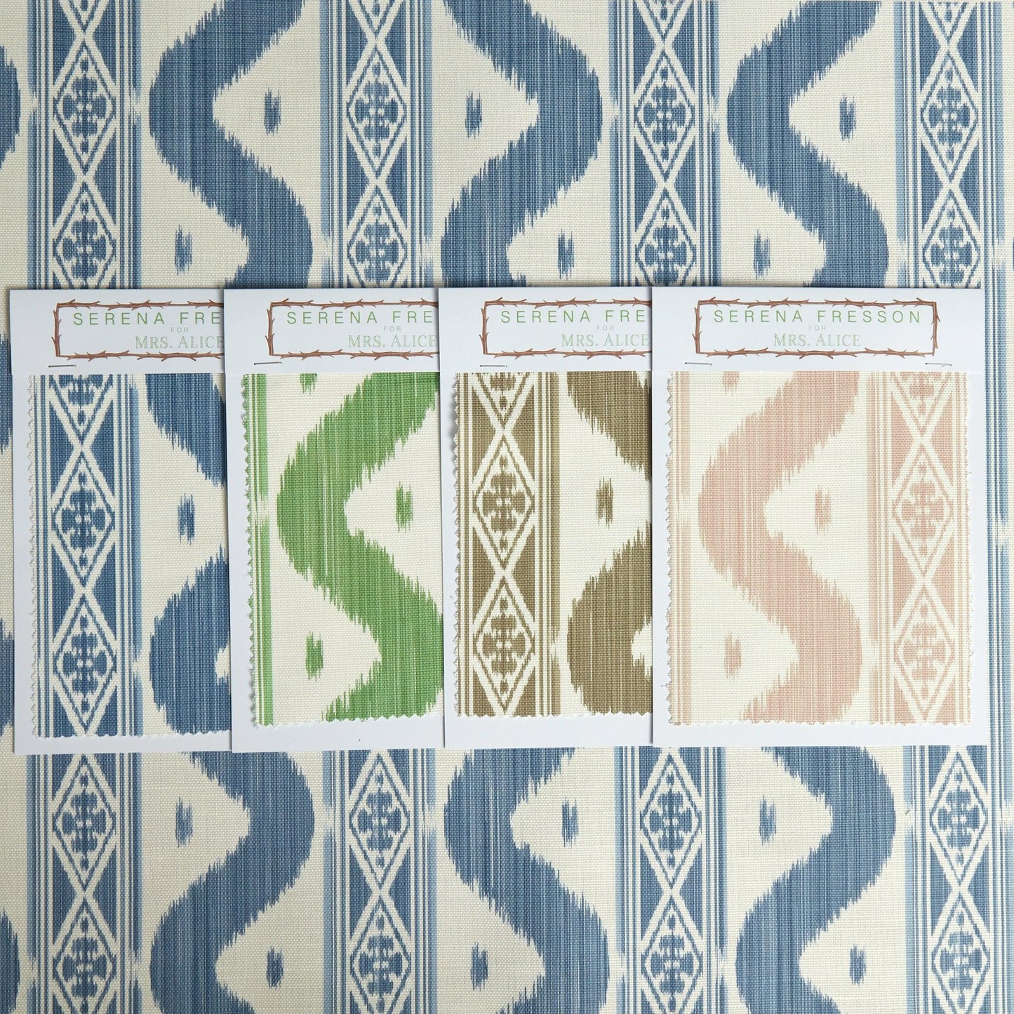 Blue Ikat Stripe Fabric