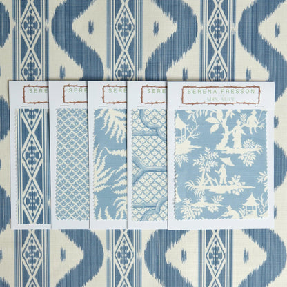 Blue Ikat Stripe Fabric