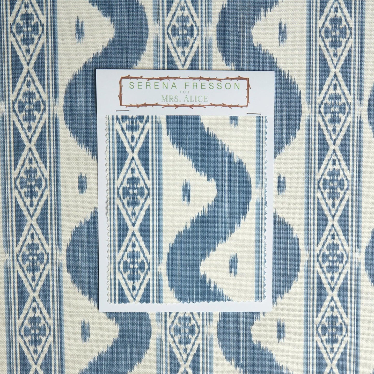 Blue Ikat Stripe Fabric