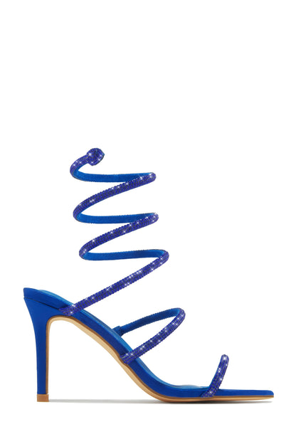 Sushmita Embellished Around The Ankle Coil Heels - Blue