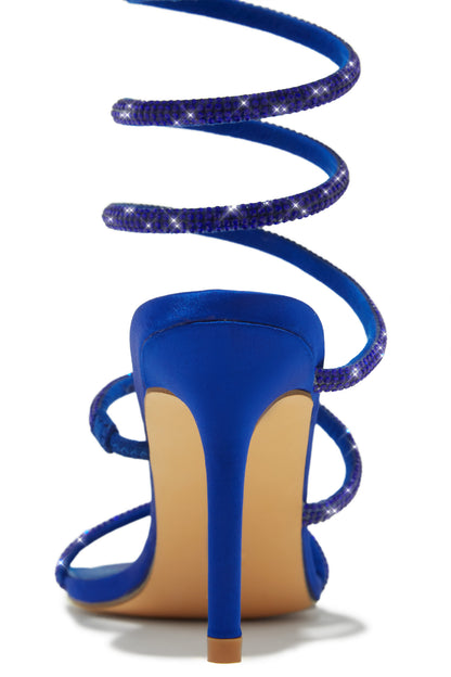 Sushmita Embellished Around The Ankle Coil Heels - Blue