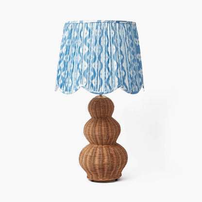 Blue Ikat Deep Scalloped Lampshade (40cm)