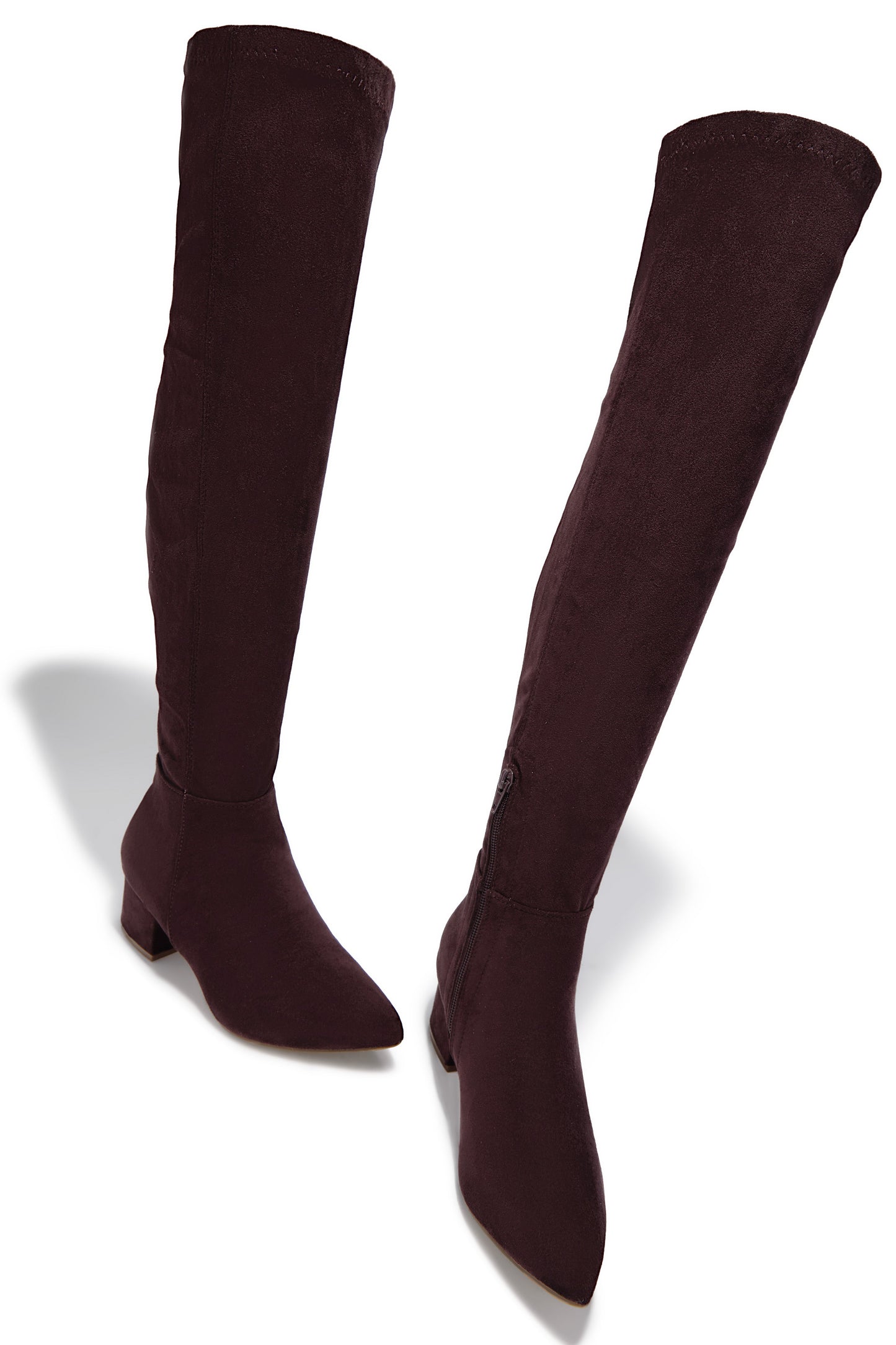 New Moon Over The Knee Block Heel Boots - Brown