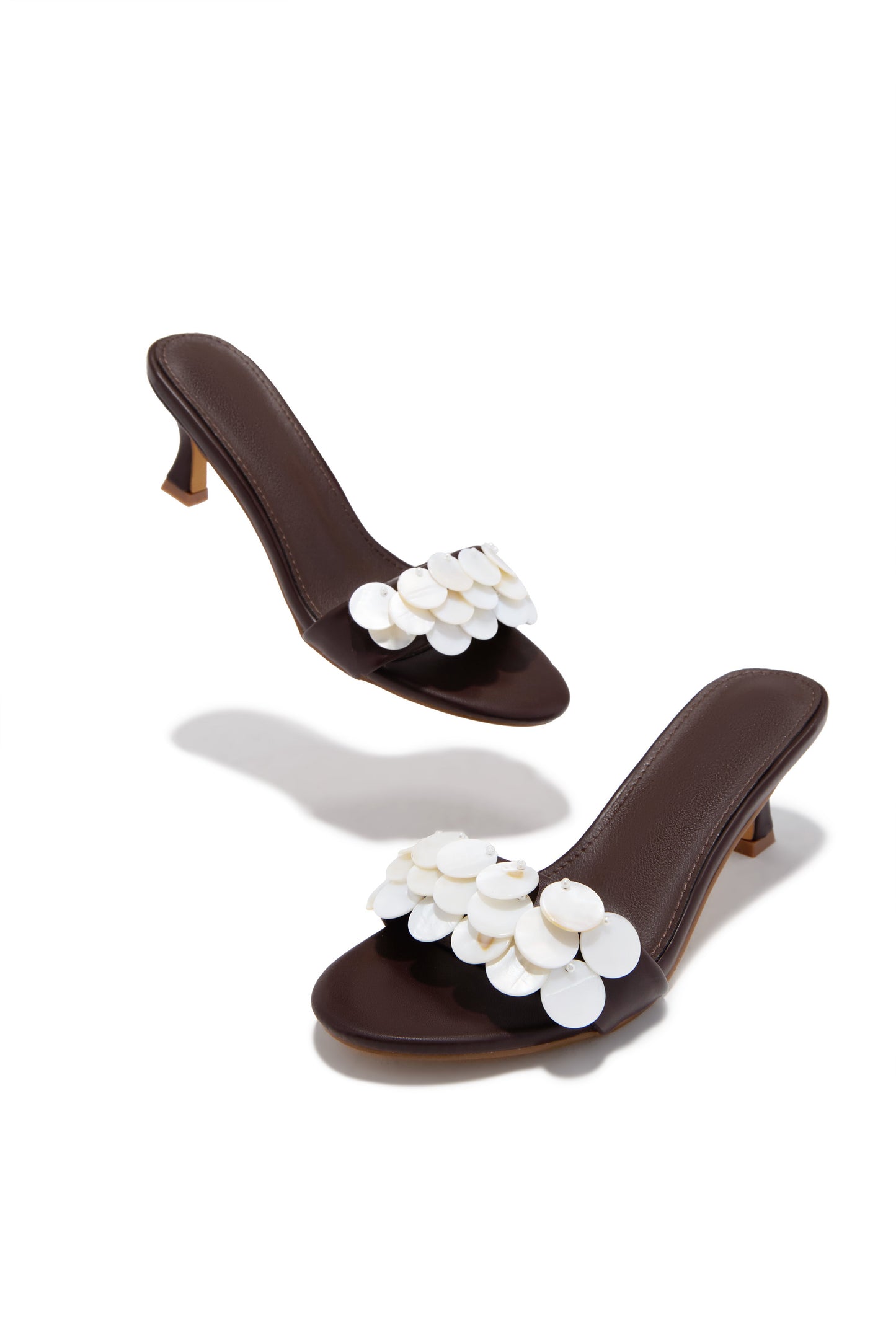 Clara Kitten Heel Mules - Brown