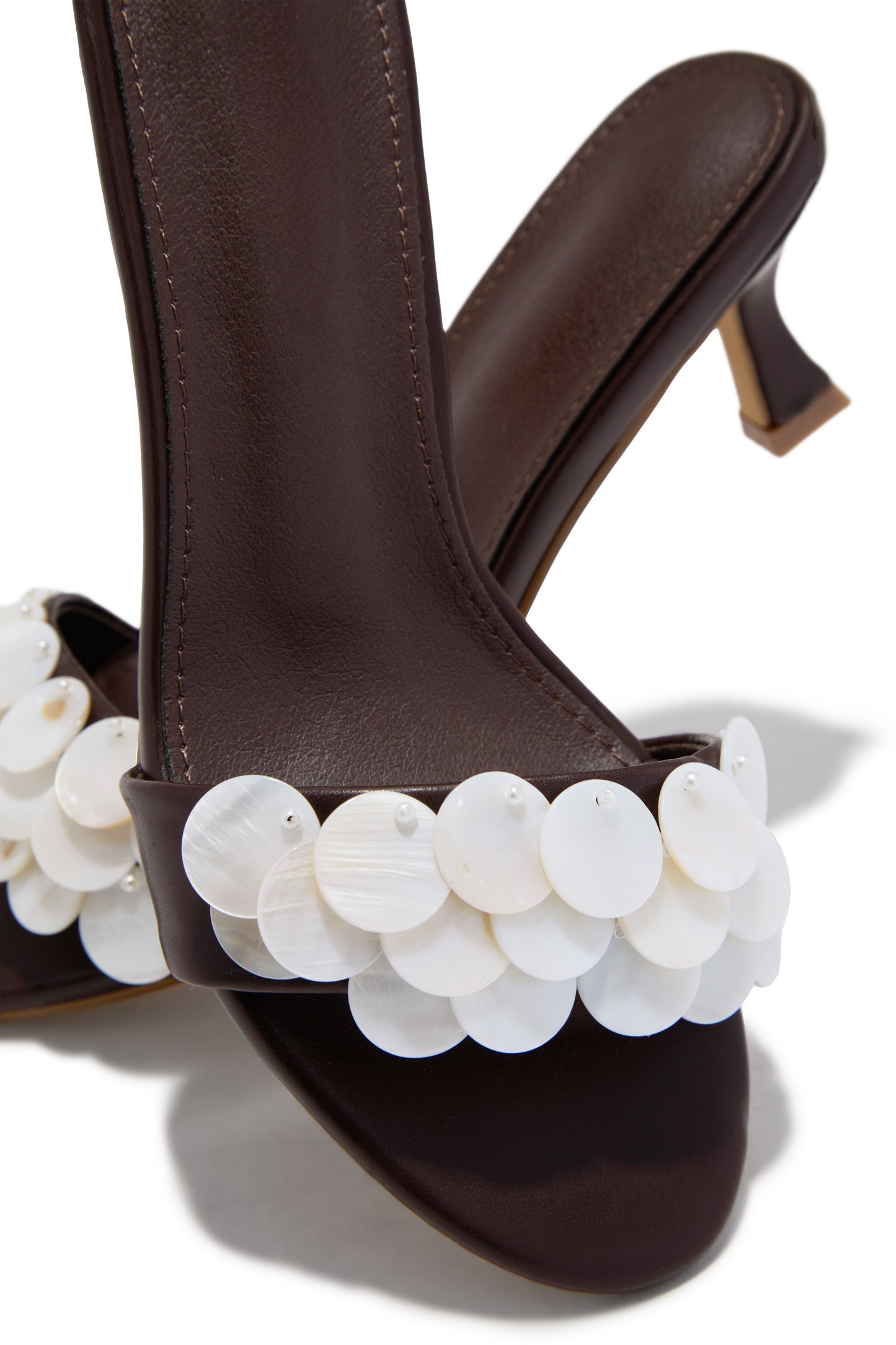 Clara Kitten Heel Mules - Brown