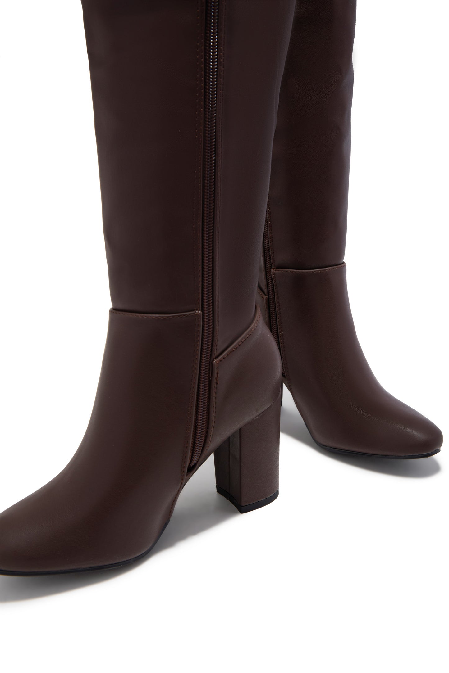 Colette Wide Fit Block Heel Boots - Brown
