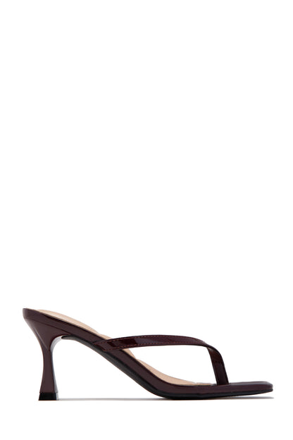 Angelie Mid Heel Mules - Brown PAT