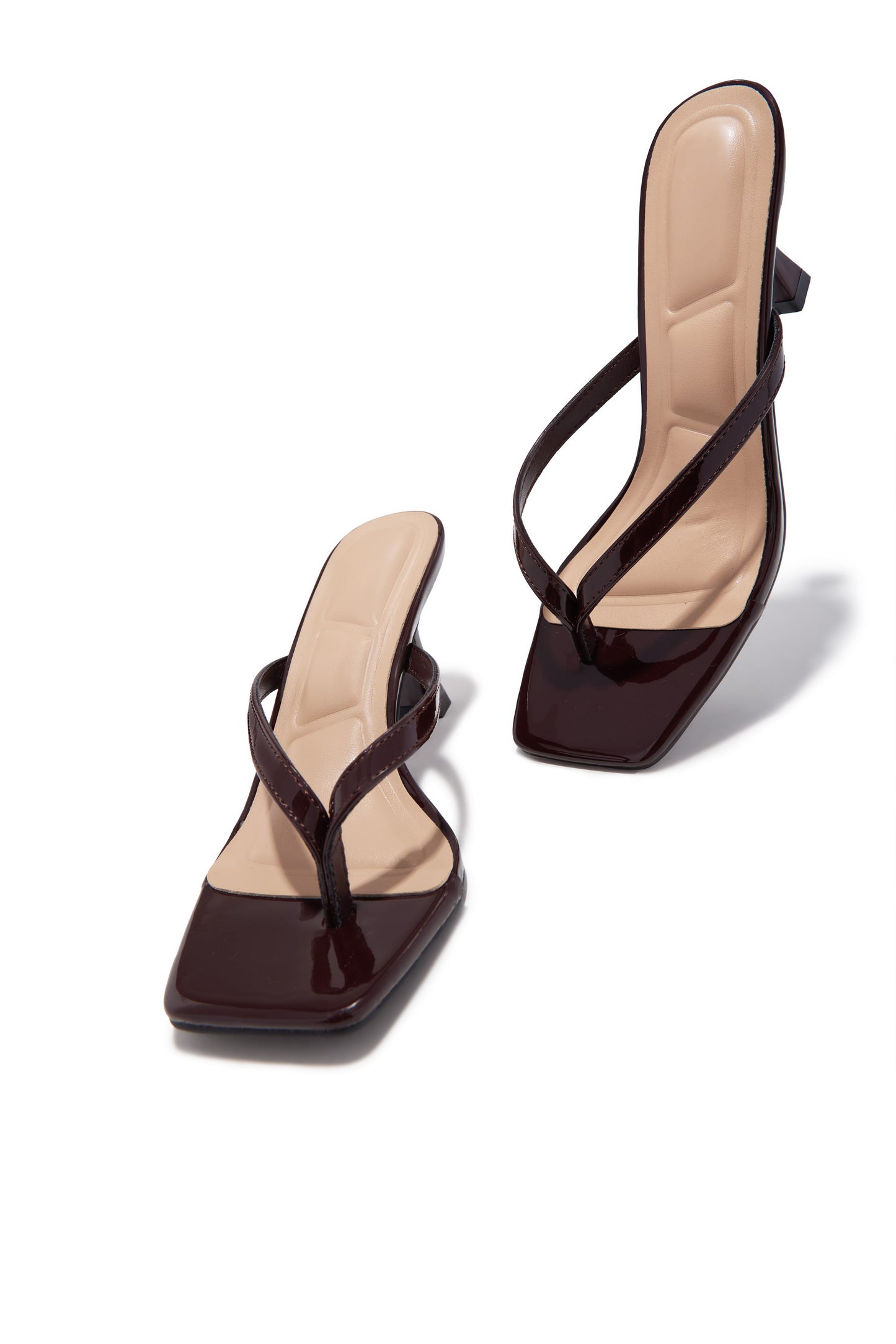 Angelie Mid Heel Mules - Brown PAT