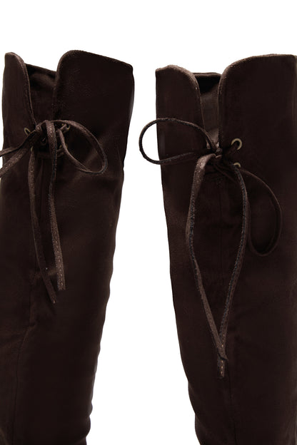 Cozy Season Flat Over The Knee Boots - Brown