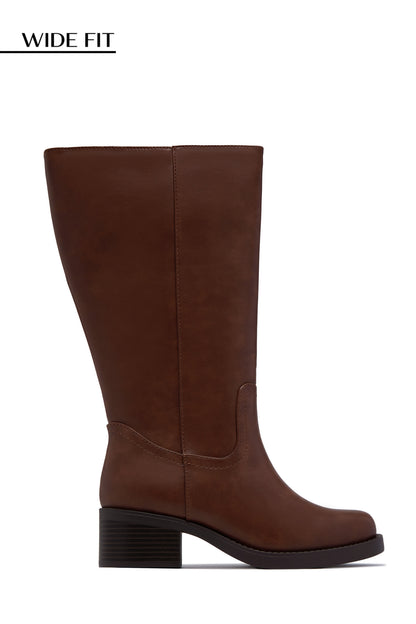 Midnight Icon Wide Fit Below The Knee Moto Boots - Brown