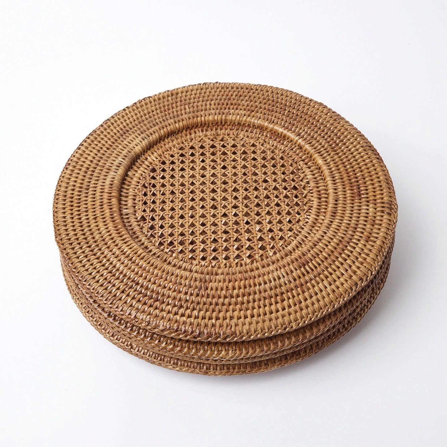 Brown Rattan Charger Plates (Set of 4)