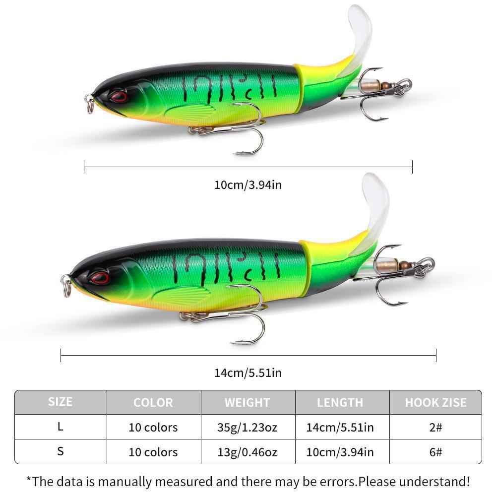5-Piece Topwater Pencil Lure Set – Rotating Tail, 10cm/13g, Freshwater & Saltwater