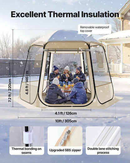 Clear Bubble Dome Tent | 10x9.2 FT Pop-Up Igloo for 4-8 People | 540° Panoramic View