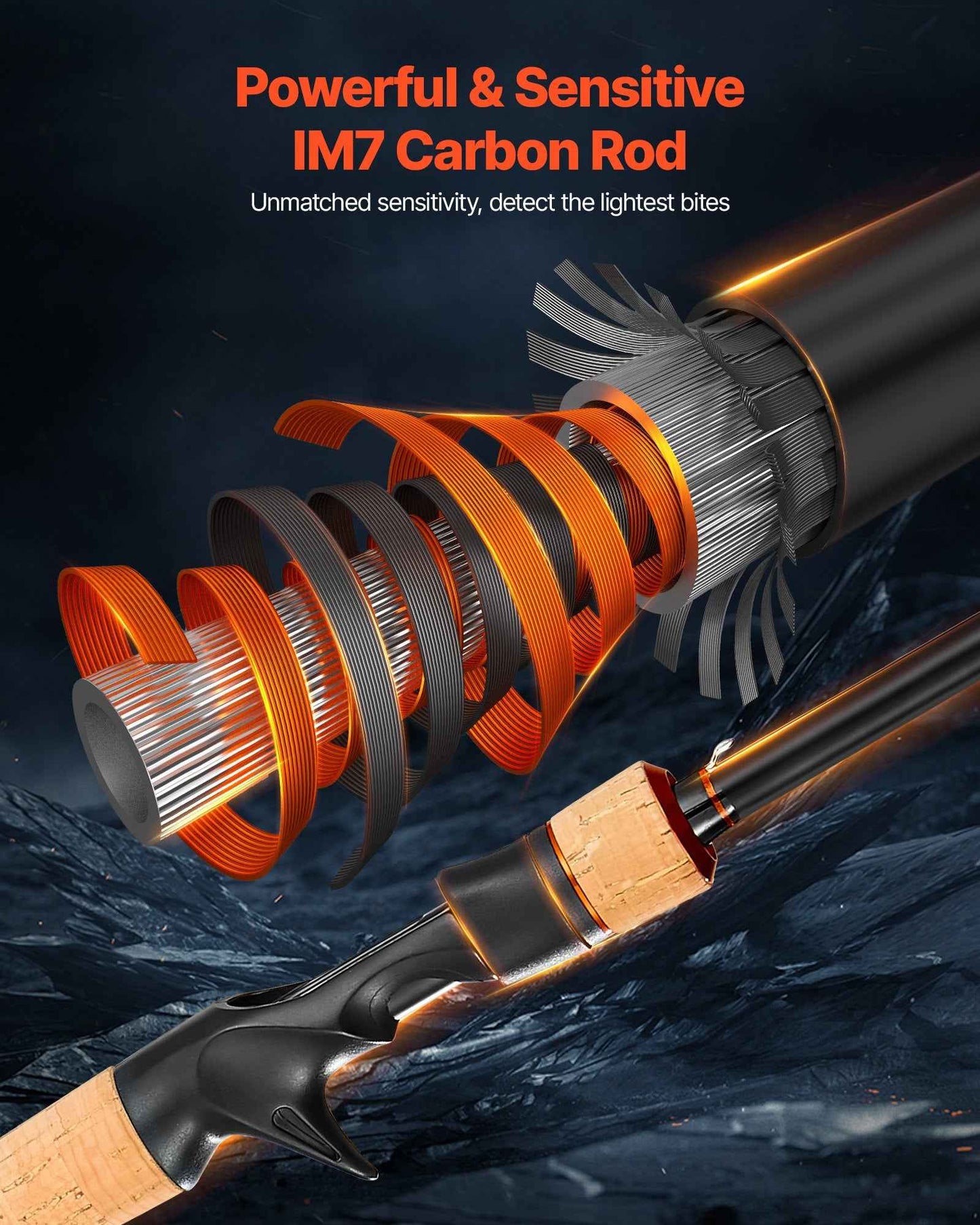 IM7 Carbon Fiber Baitcasting Rod & Reel Combo — 7 ft Bass Fishing