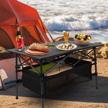 Foldable Camping Table with Mesh Basket & Carry Bag