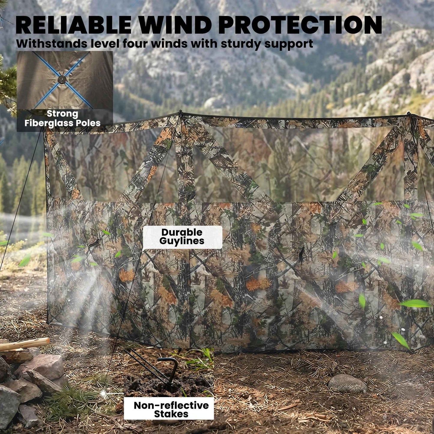 3-Panel Pop-Up Hunting Blind | 176" One-Way See-Through Camo Blind with Storage Pockets
