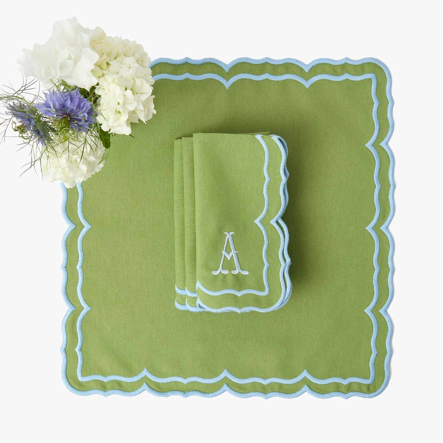 Green Fleur Napkins (Set of 4)