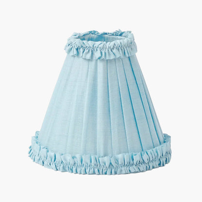 Pair of Blue Parrot Rechargeable Wall Lights with Soft Blue Frilled Silk Shades (18cm)