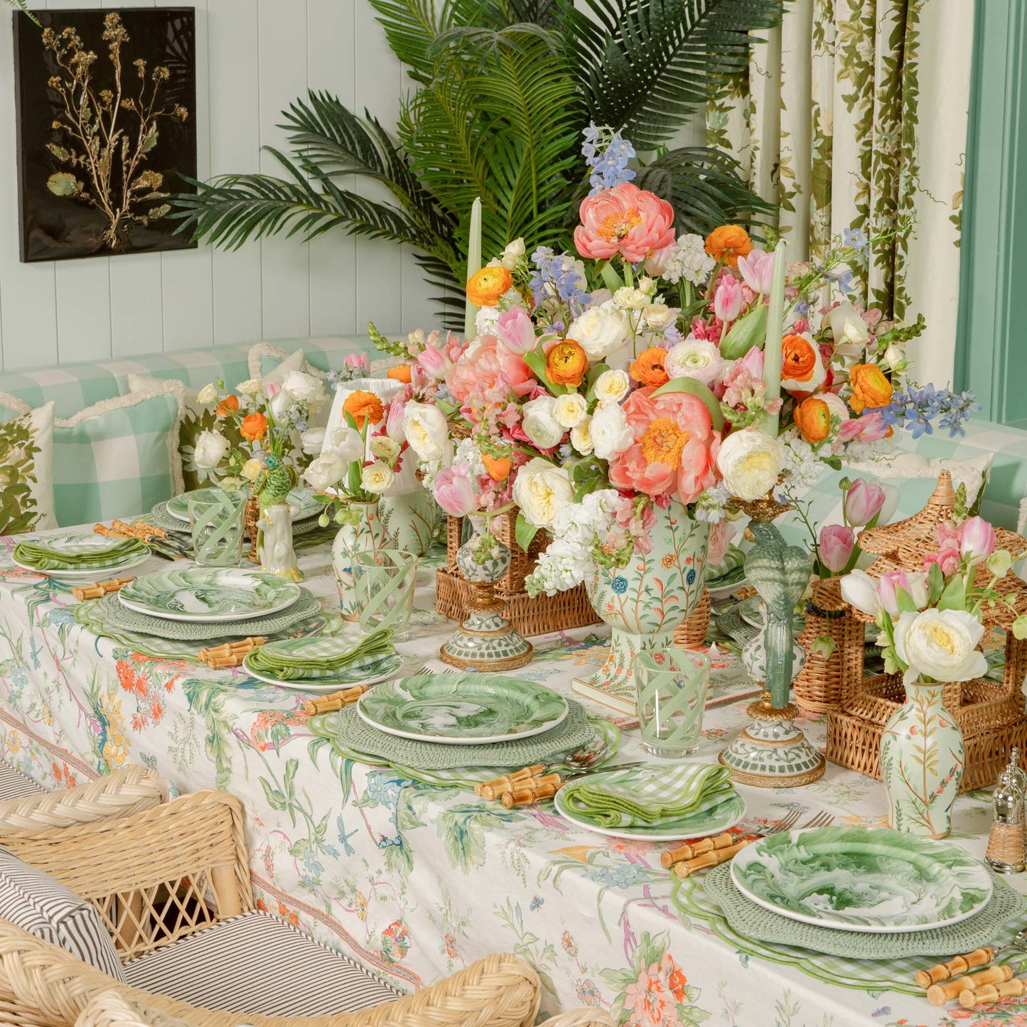 Green Scalloped Rattan Charger Plates (Set of 4)