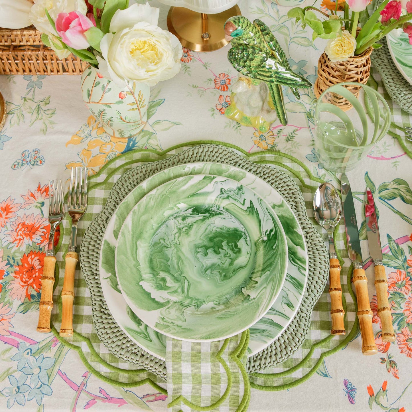 Green Scalloped Rattan Charger Plates (Set of 4)