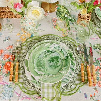 Green Scalloped Rattan Charger Plates (Set of 4)