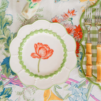 Green Laurel Tulip Starter Plates (Set of 4)