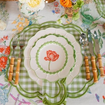Green Laurel Tulip Starter Plates (Set of 4)