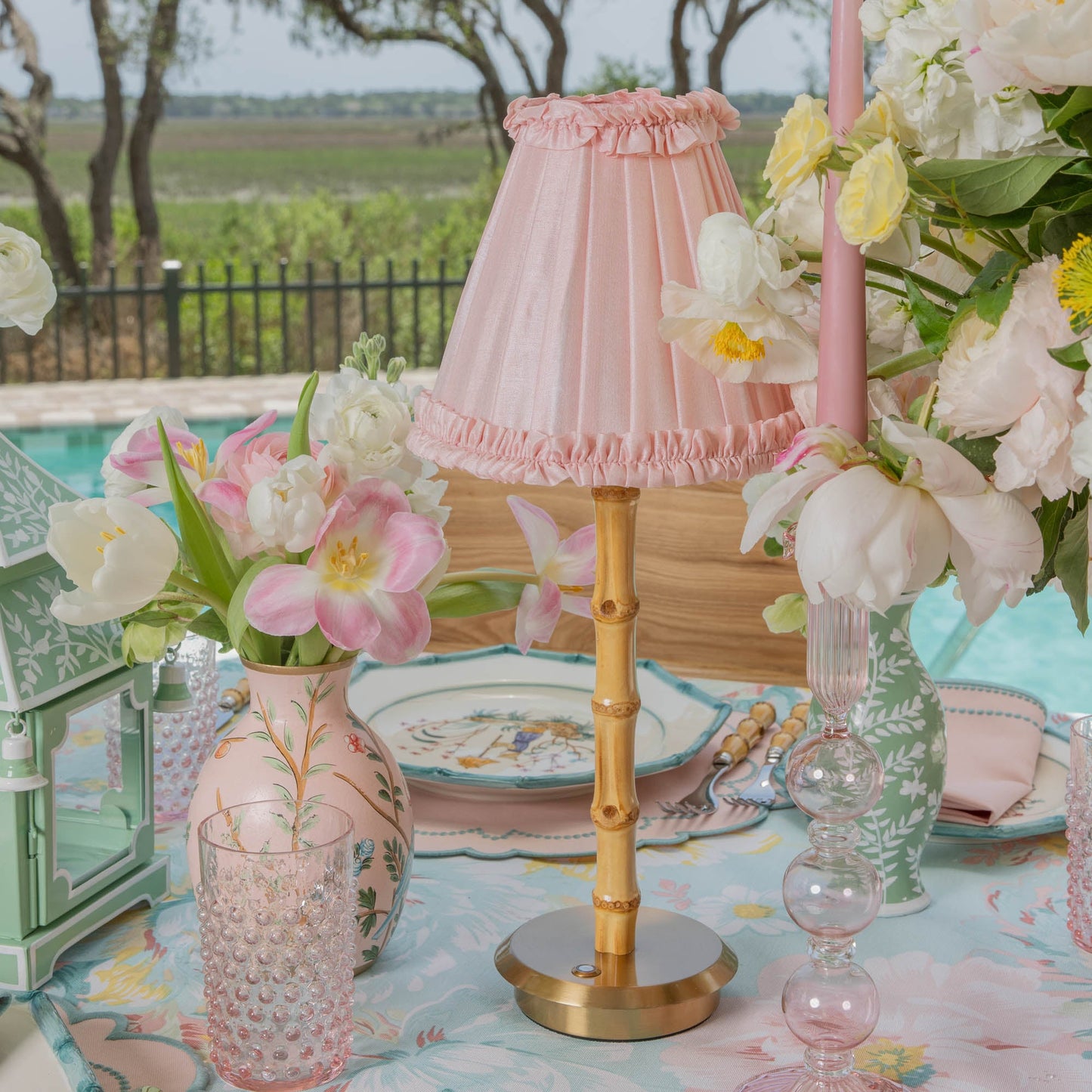 Pale Pink Frilled Silk Lampshade (18cm)
