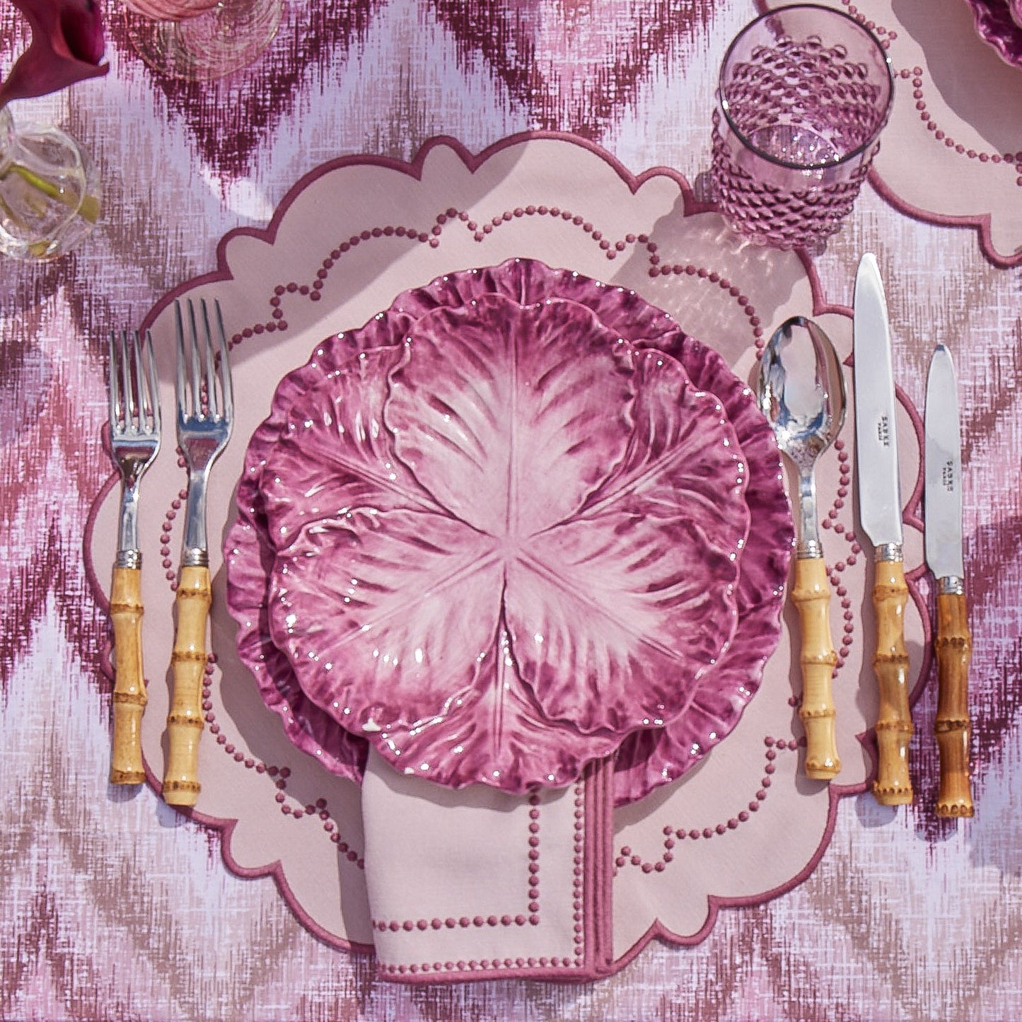 Aubergine Serena Cabbage Dinner & Starter Plates (Set of 8)