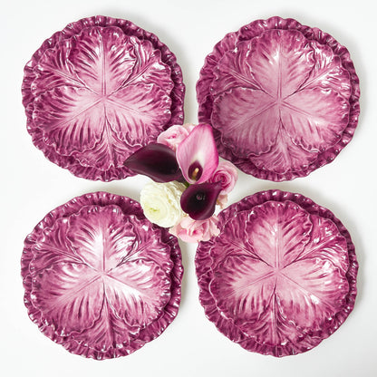 Aubergine Serena Cabbage Dinner & Starter Plates (Set of 8)