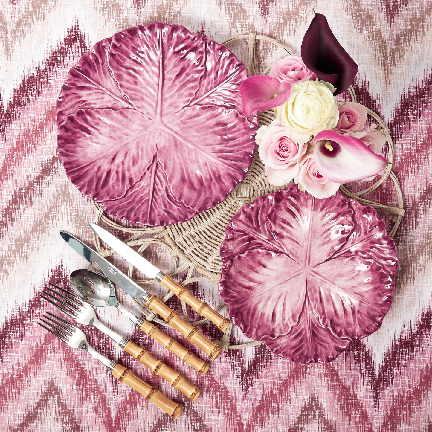 Aubergine Serena Cabbage Dinner & Starter Plates (Set of 8)