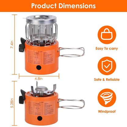 2-in-1 Portable Camping Stove & Tent Heater – 2000W, 3 Modes, 360° Radiant Heat