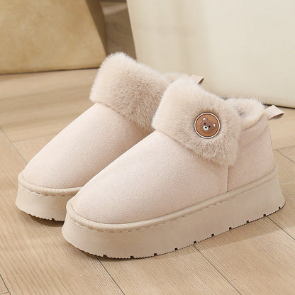 Ankle Wrap Cotton Slippers Thickened Couple Non-slip Warm Cotton Shoes