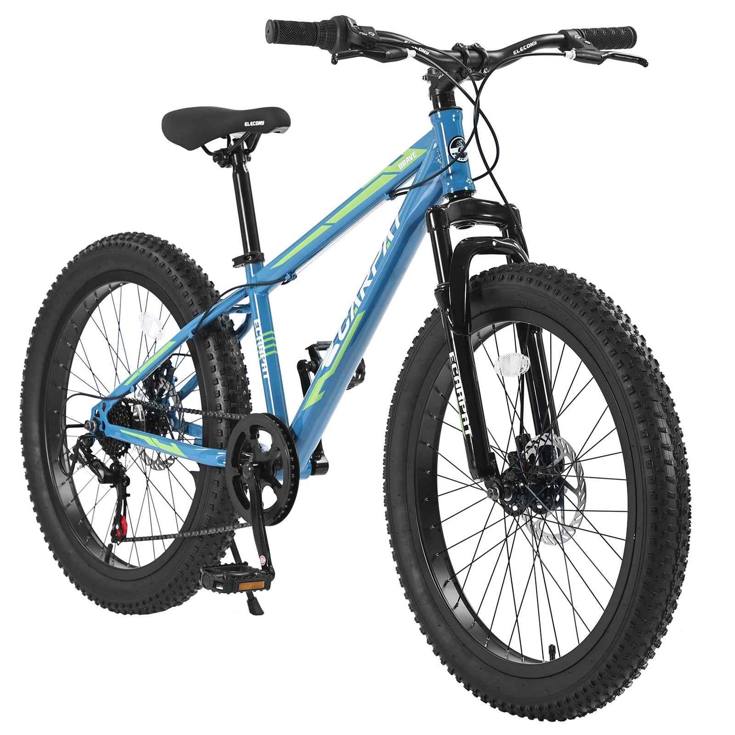 24" Fat Tire Mountain Bike | Full Shimano 7-Speed, Dual Disc Brakes & Front Suspension