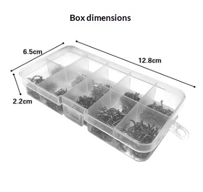 Bulk Fishhook Box – Perforated Black Fishing Hooks, 100 to 600 Pieces