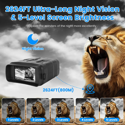 4K Night Vision Goggles – 10x Optical Zoom, 31MP, 800m IR Range, WiFi App & 3" LCD Screen