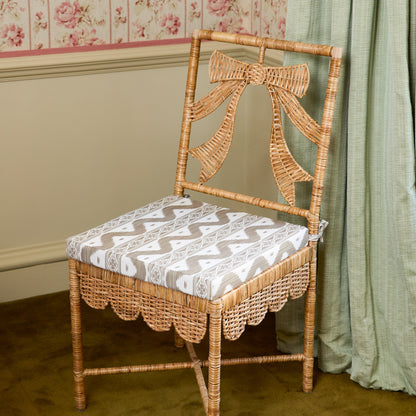 Celine Bow Rattan Chair with Putty Ikat Cushion