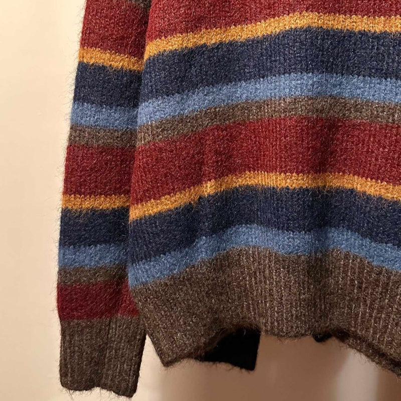 American-style Vintage Premium Striped Crewneck Sweater
