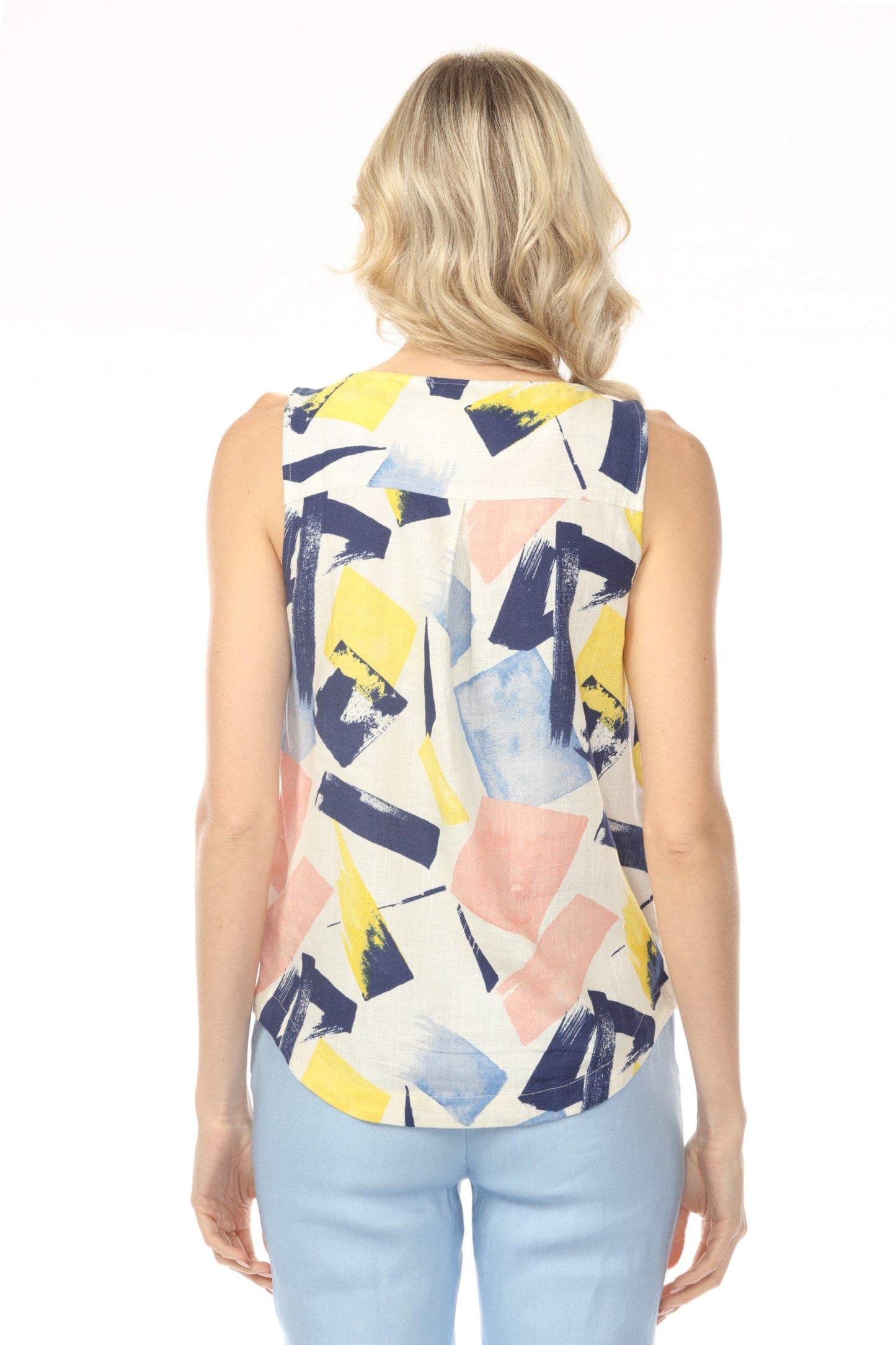 Charlie B Printed Sleeveless Top with Rounded Hem C4588-787A