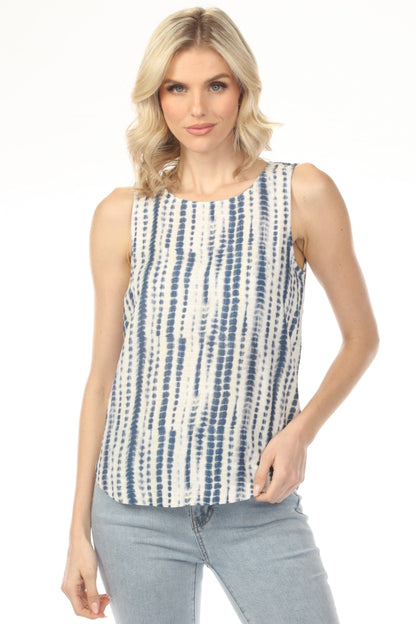 Charlie B Printed Sleeveless Top with Rounded Hem C4588-787A