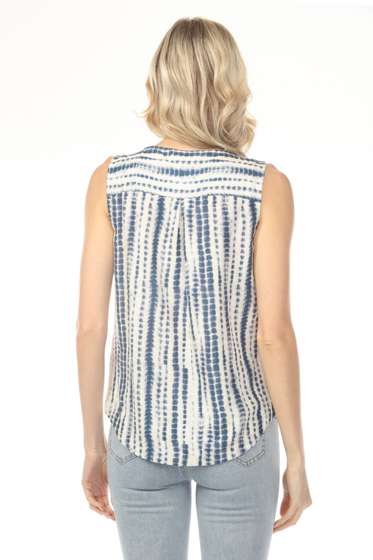 Charlie B Printed Sleeveless Top with Rounded Hem C4588-787A