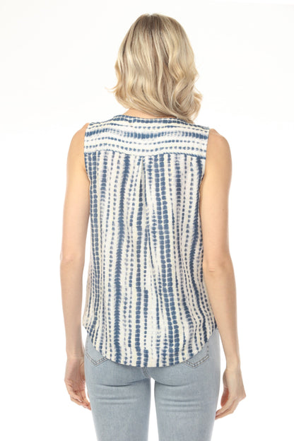 Charlie B Printed Sleeveless Top with Rounded Hem C4588-787A