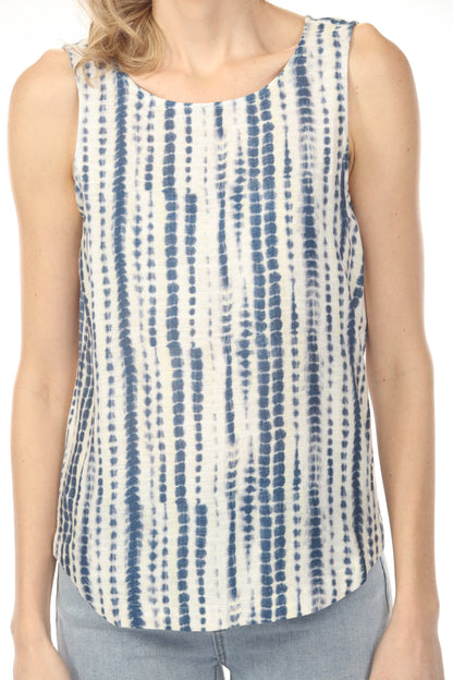 Charlie B Printed Sleeveless Top with Rounded Hem C4588-787A
