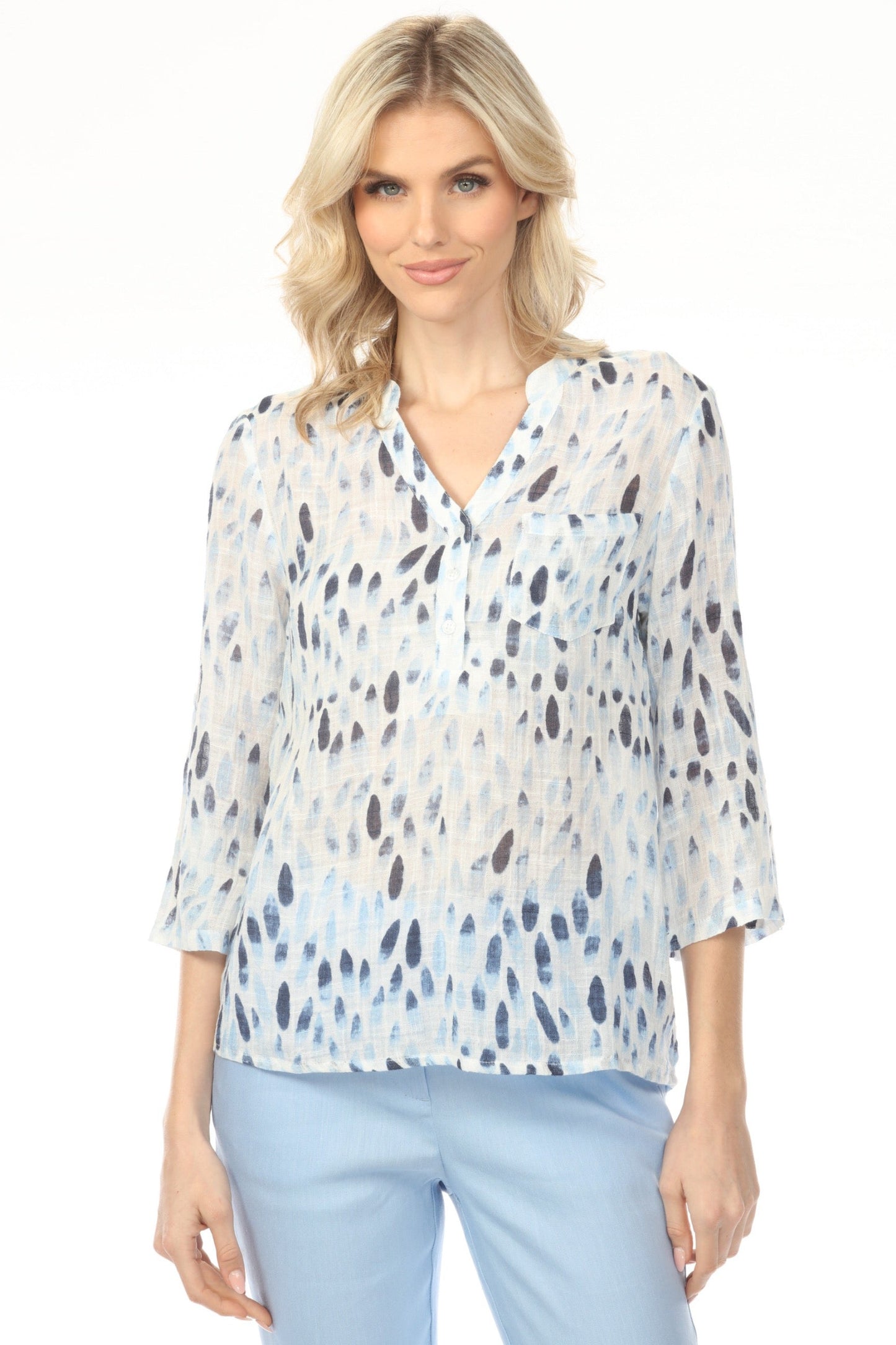 Charlie B Printed Roll-Up Sleeve Blouse C4188A-274C