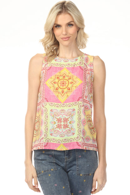 Charlie B Carousel Printed Sleeveless Top with Keyhole Back C4512RP-808B