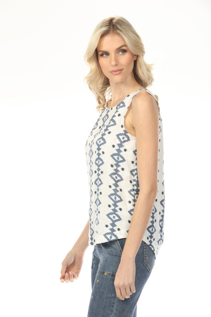 Charlie B Printed Sleeveless Top with Rounded Hem C4588-787A
