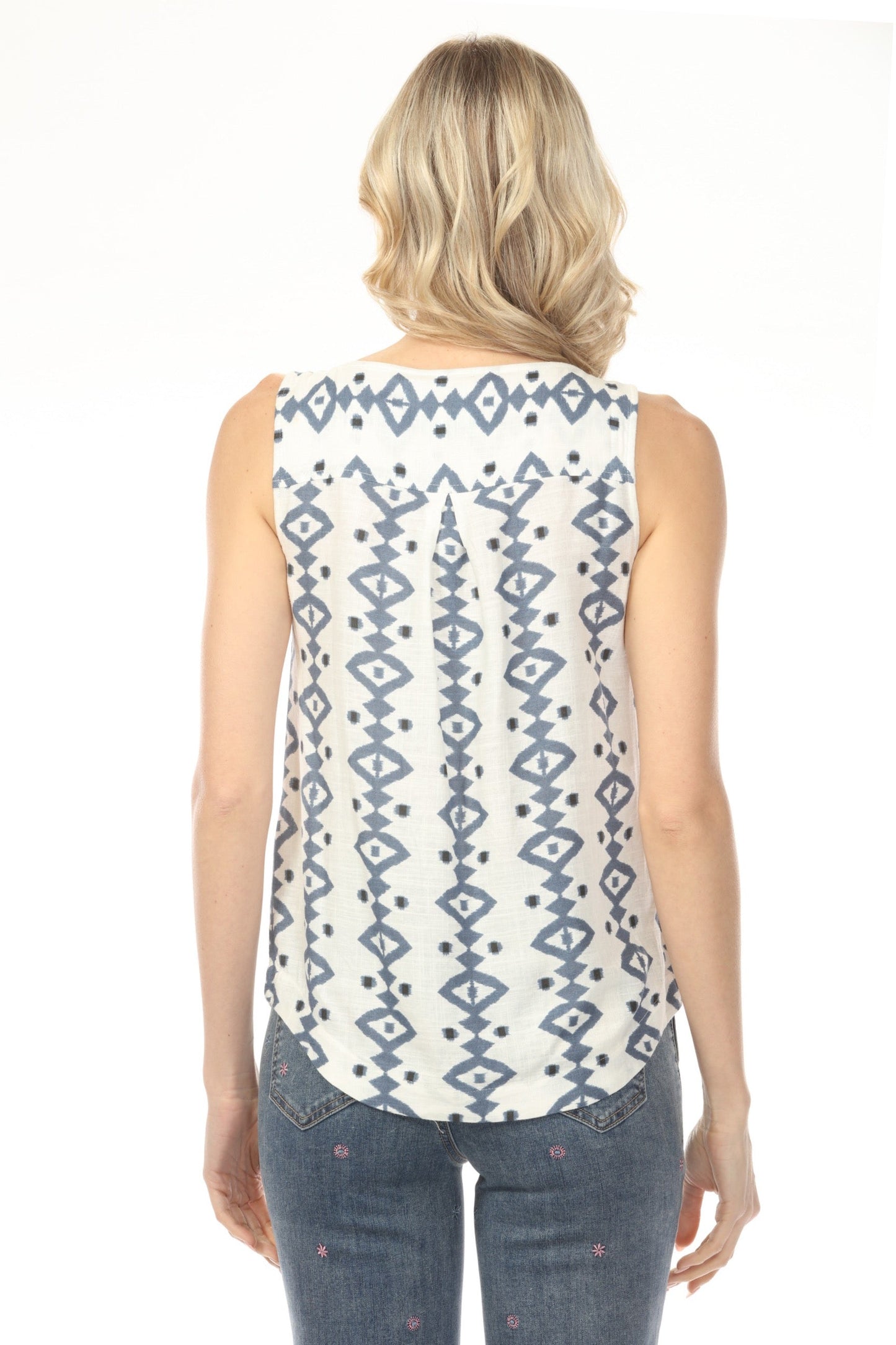 Charlie B Printed Sleeveless Top with Rounded Hem C4588-787A
