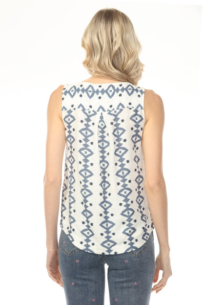 Charlie B Printed Sleeveless Top with Rounded Hem C4588-787A