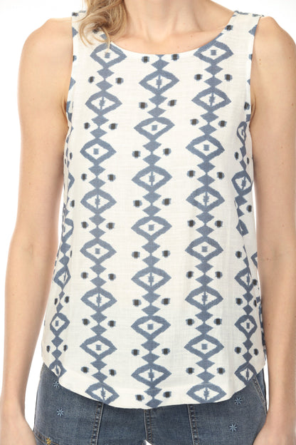 Charlie B Printed Sleeveless Top with Rounded Hem C4588-787A